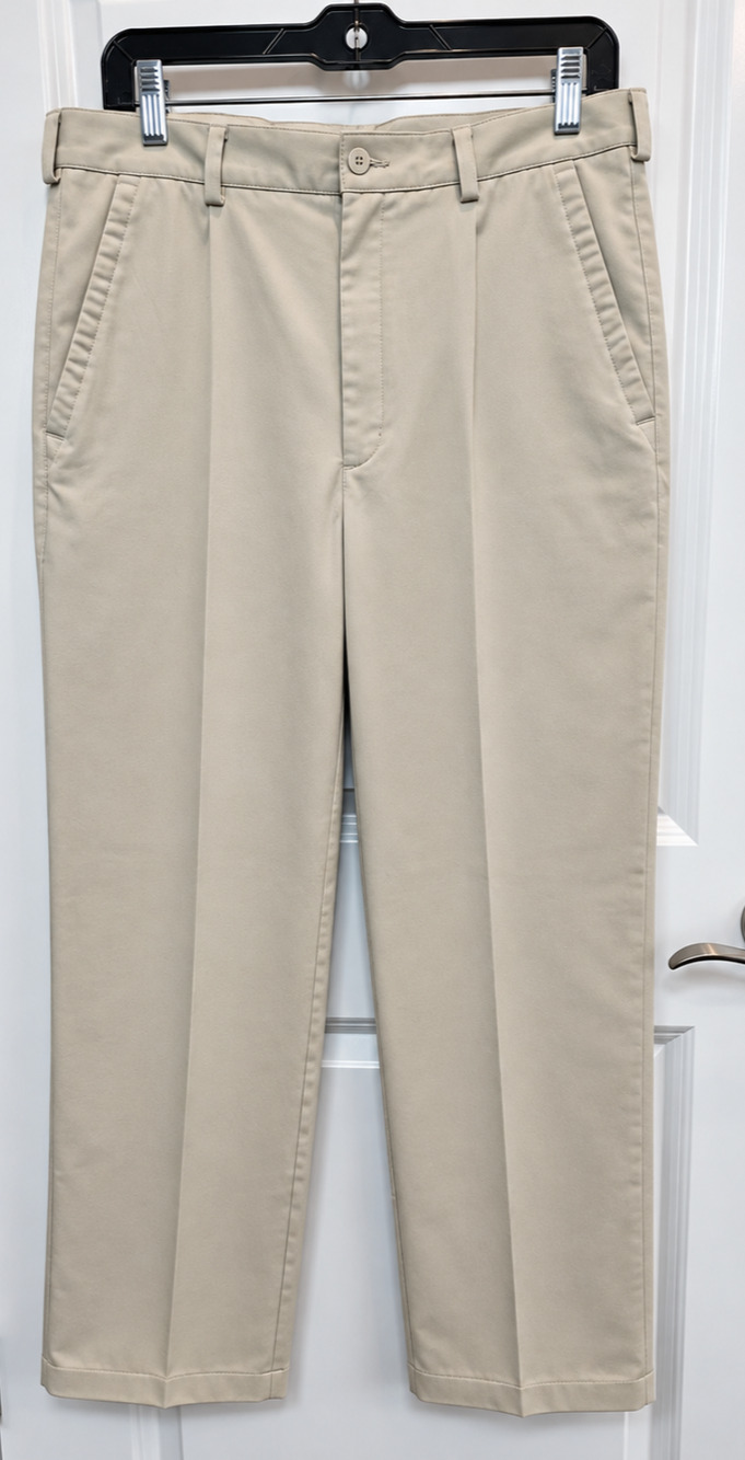 Nike Golf Pants Straight Leg Mens M 34x34 Khaki Beige Dri-FIT Flat Front Preppy